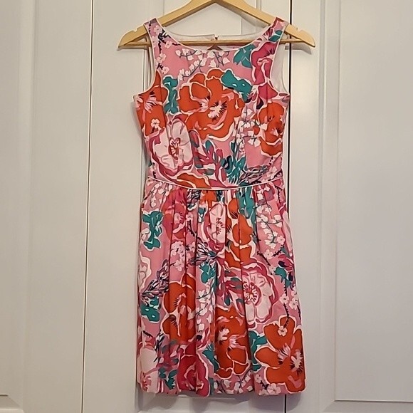 Lilly Pulitzer A Thing Called Love Aleesa Dress Pink & Green Floral Size 0 - Picture 1 of 12